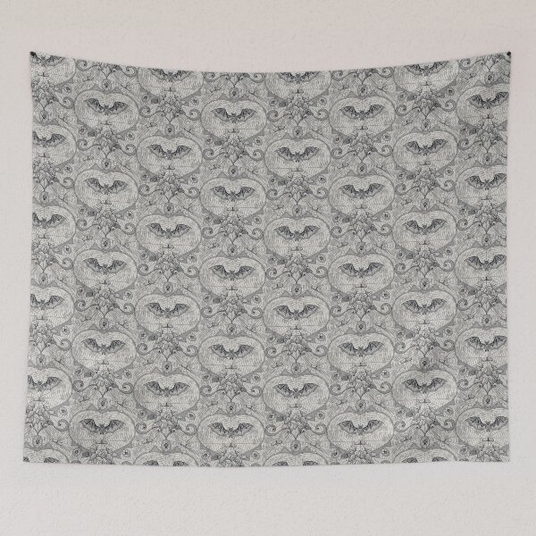 Item preview, Gothic Halloween Lace - Bats - Light Grey designed and sold by appleyards.