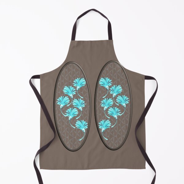 Item preview, Twin turquoise flower pattern caught in frames on a cool taupe background designed and sold by PetaJaneHome.
