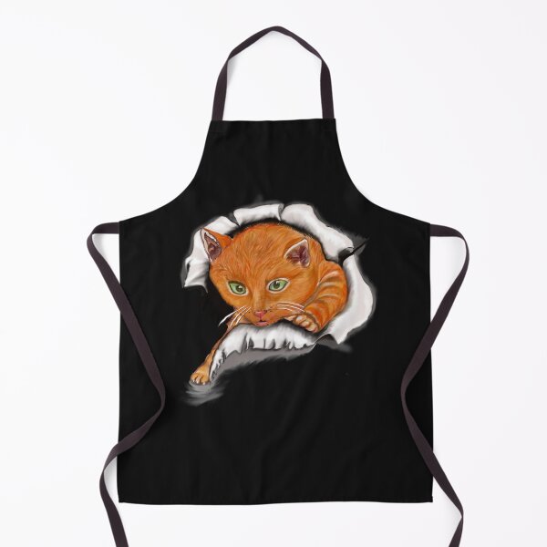 Item preview, Ginger cat bursting through hole kitten  - cute ginger kitten kitty black background designed and sold by Artonmytee.