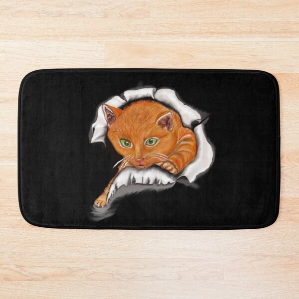 Item preview, Ginger cat bursting through hole kitten  - cute ginger kitten kitty black background designed and sold by Artonmytee.