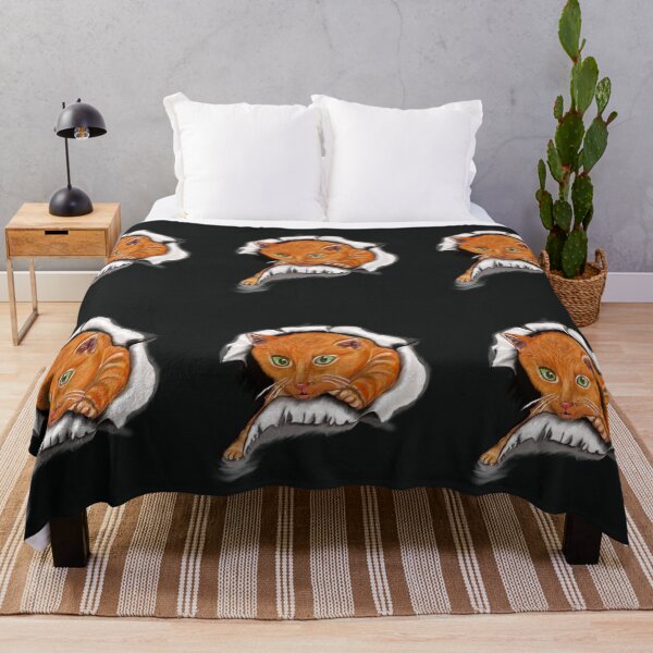 Item preview, Ginger cat bursting through hole kitten - cute ginger kitten kitty black background designed and sold by Artonmytee.