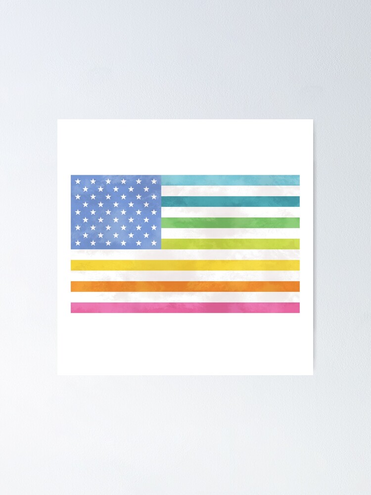 &ldquo;American Flag Pastel Rainbow&rdquo; Poster for Sale by thisis2hard | Redbubble