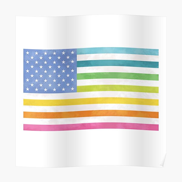 &ldquo;American Flag Pastel Rainbow&rdquo; Poster for Sale by thisis2hard | Redbubble