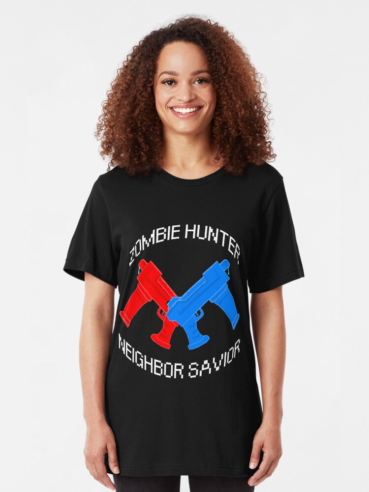 Alternate view of Zombie Hunter - Neighbor Savior Slim Fit T-Shirt