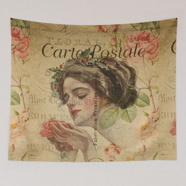 Item preview, Parisienne Angel Vintage Postcard Carte Postale Floral Shabby Chic Seasons designed and sold by WizardsWorld.