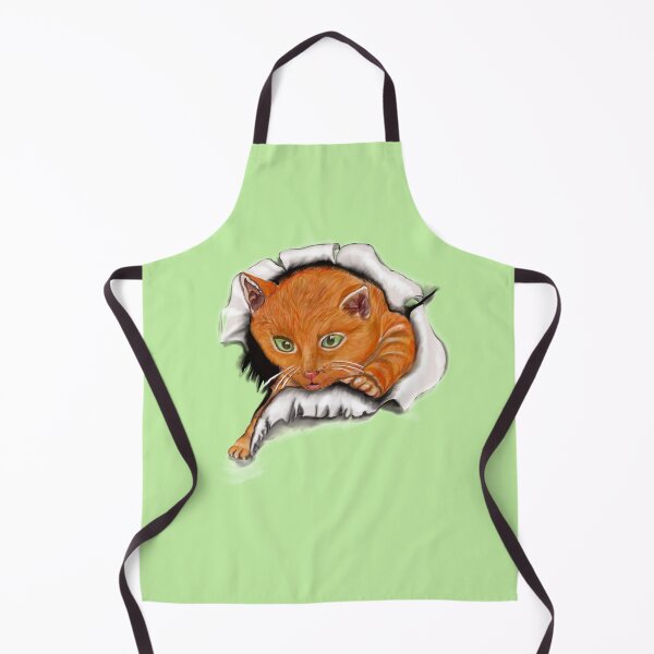 Item preview, Ginger cat bursting through hole kitten  - cute ginger kitten kitty green background designed and sold by Artonmytee.