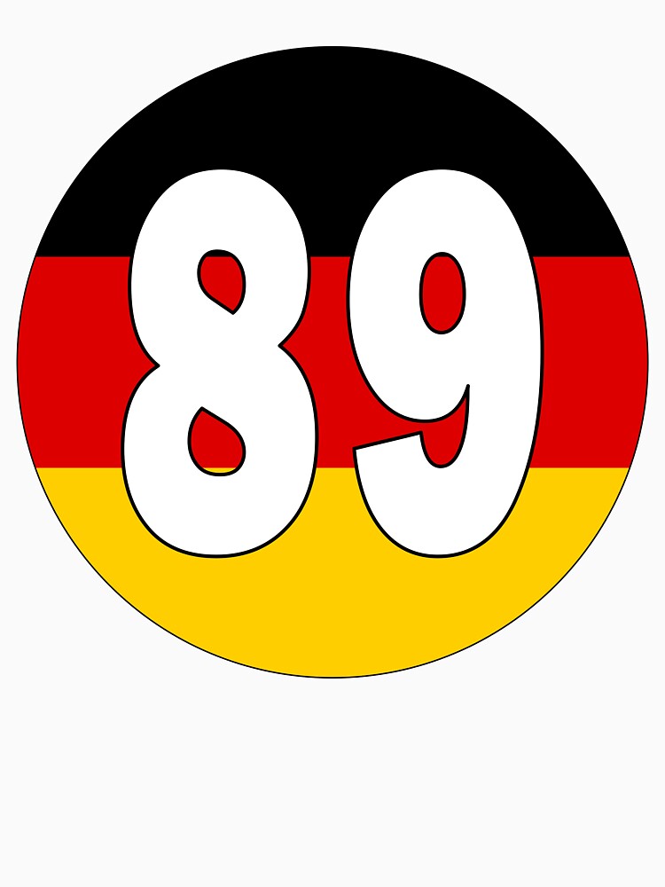 number-89-with-germany-flag-on-the-background-t-shirt-for-sale-by