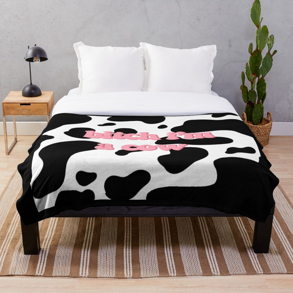 cow print fuzzy blanket