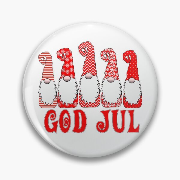 Item preview, God Jul 5 Nordic Gnomes Red White Hats Christmas Swedish Tomte Cute Elves designed and sold by funnytshirtemp.