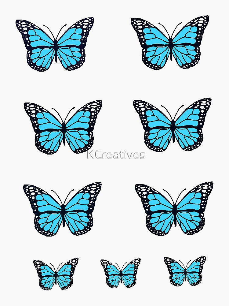 Light Blue Butterfly Sticker Pack Sticker For Sale By Kcreatives Redbubble 0357