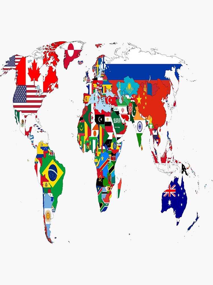 "Wonderful Flag World Map" Sticker for Sale by Saeedtoama Redbubble