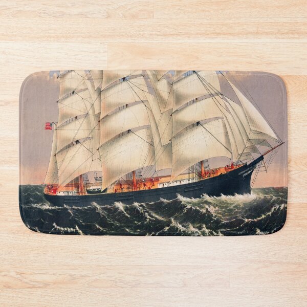 Item preview, Vintage Sailor Ship in the Stormy Ocean Illustration designed and sold by OneandHalf.