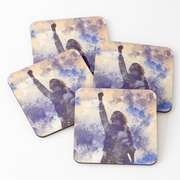 Item preview,  Abstract Silhouette of Woman Holding Fist Up. Blue and Purple designed and sold by Joe-s.