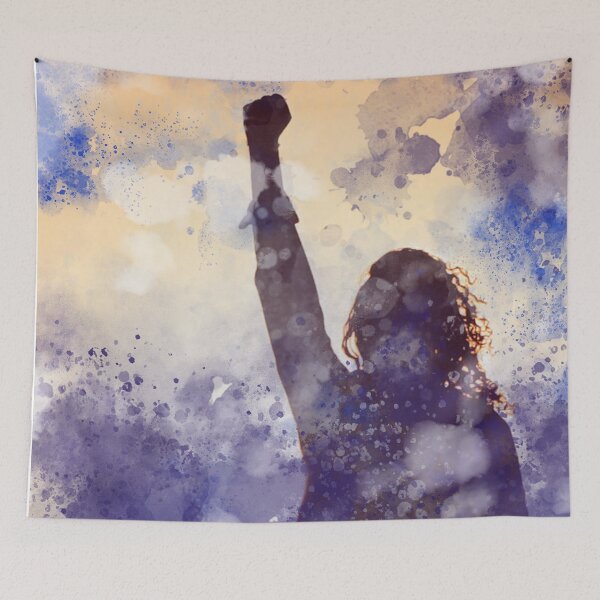 Item preview,  Abstract Silhouette of Woman Holding Fist Up. Blue and Purple designed and sold by Joe-s.