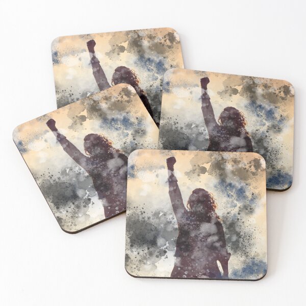 Item preview, Abstract Silhouette of Woman Holding Fist Up. Black and Blue designed and sold by Joe-s.