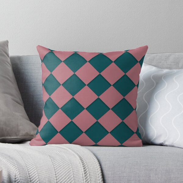 VIOLA  Grey, Teal, And Brown Patterned Throw Pillow