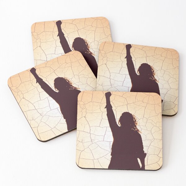 Item preview, Abstract Silhouette of Woman Holding Fist Up. Behind cracked earth.  designed and sold by Joe-s.