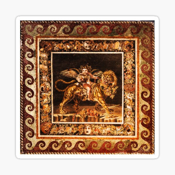 Item preview, POMPEII COLLECTION, ANTIQUE ROMAN MOSAICS Young Dionysos Riding a Tiger designed and sold by BulganLumini.