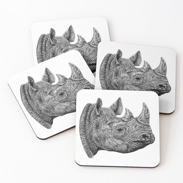 Item preview, Black rhino ink illustration designed and sold by LorenDowding.