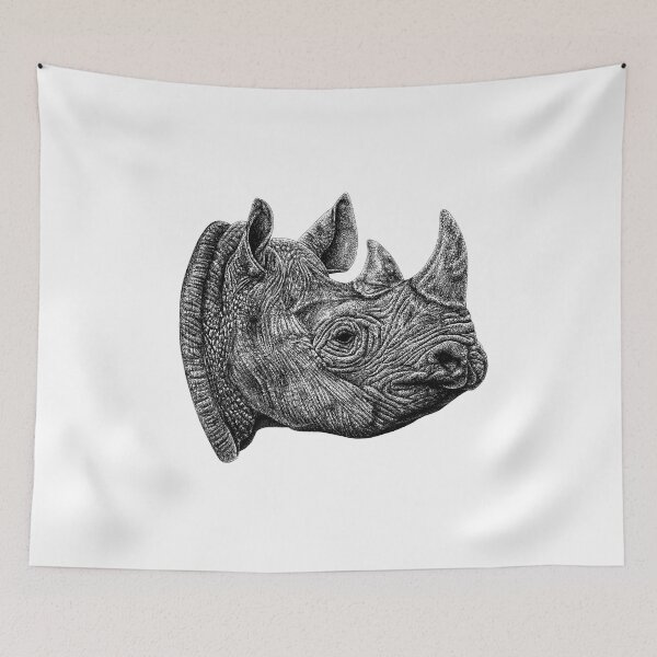 Item preview, Black rhino ink illustration designed and sold by LorenDowding.