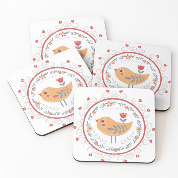 Item preview, Scandinavian Yellow Bird Floral designed and sold by OrnamentallyYou.