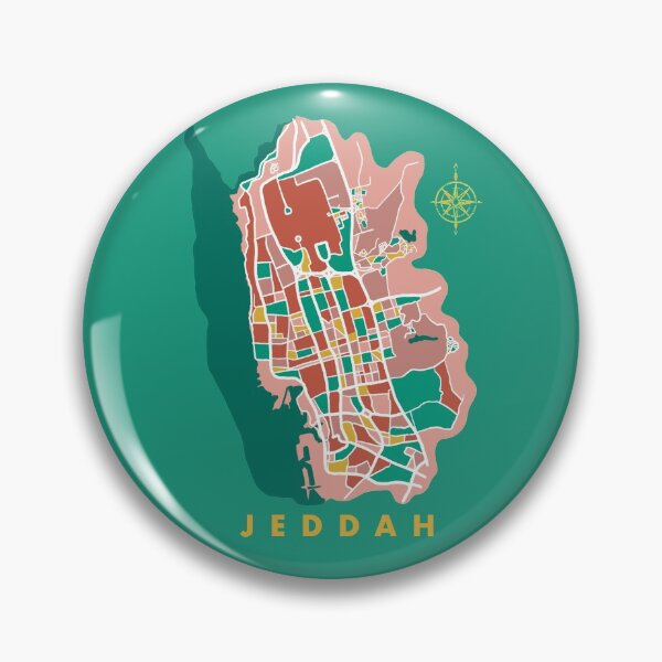 Item preview, Jeddah, Saudi Arabia in yellow, teal, green dusty pink, white, and raw umber designed and sold by CreatEVEdesign.