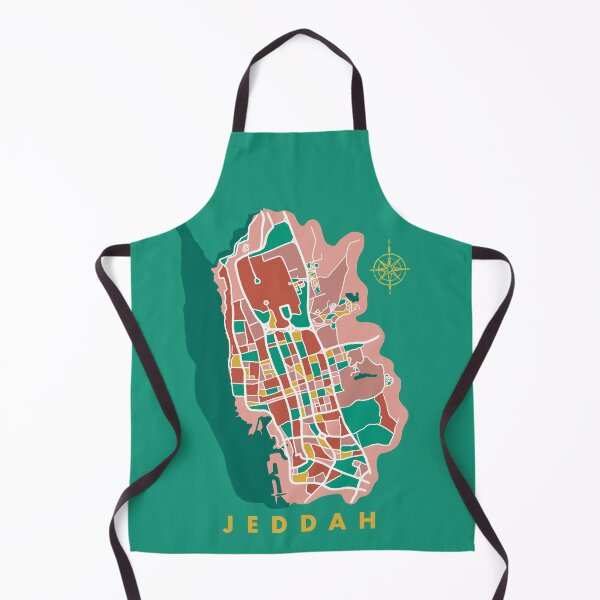 Item preview, Jeddah, Saudi Arabia in yellow, teal, green dusty pink, white, and raw umber designed and sold by CreatEVEdesign.