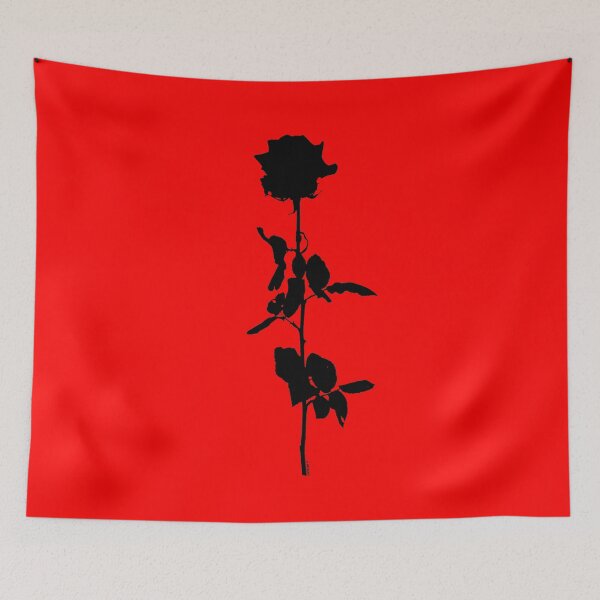 Item preview, Rose flower outline black on red background designed and sold by 7T-Designs.