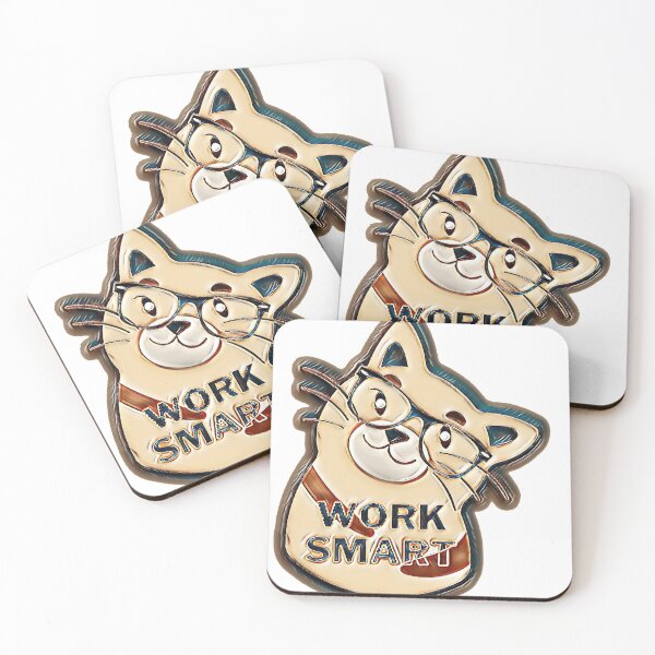 Item preview, Cat with glasses with the caption, work smart designed and sold by ILOVETUNA.