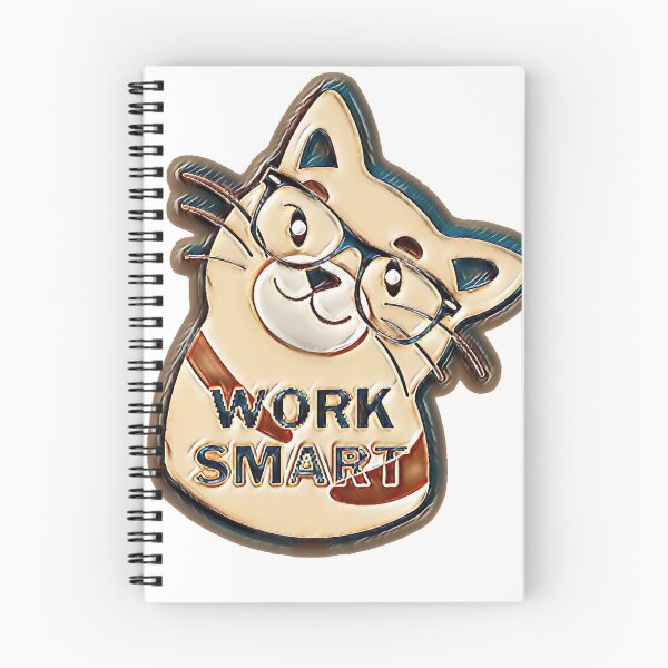 Item preview, Cat with glasses with the caption, work smart designed and sold by ILOVETUNA.