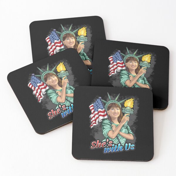 Item preview, She's With Us Lady Liberty Illustration Black Splash designed and sold by NoveltyMerch.