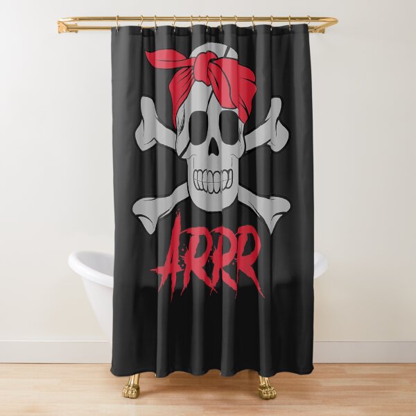 "PIRATE DEAD SKULL mit Augenklappe Halloween" Duschvorhang von