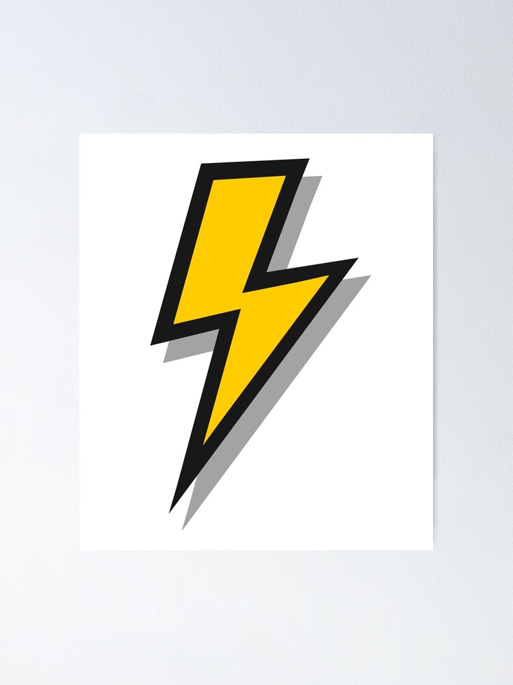 "Yellow and Grey Lightning Bolts" Poster by Redbubble