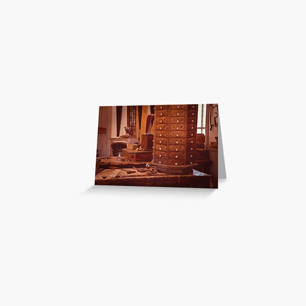 Old Time Woodworking Tools and Bench Vintage Greeting Card