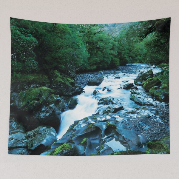 Item preview, White Foamy River Stream on Lush Green Amazon Rainforest Oil Painting designed and sold by yappei.