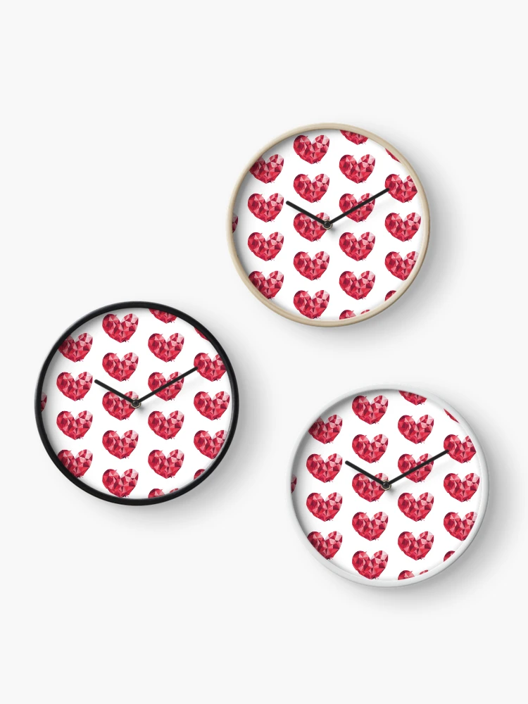Thumbnail 3 of 4, Clock, Heart geometric pattern designed and sold by ExploreStore.