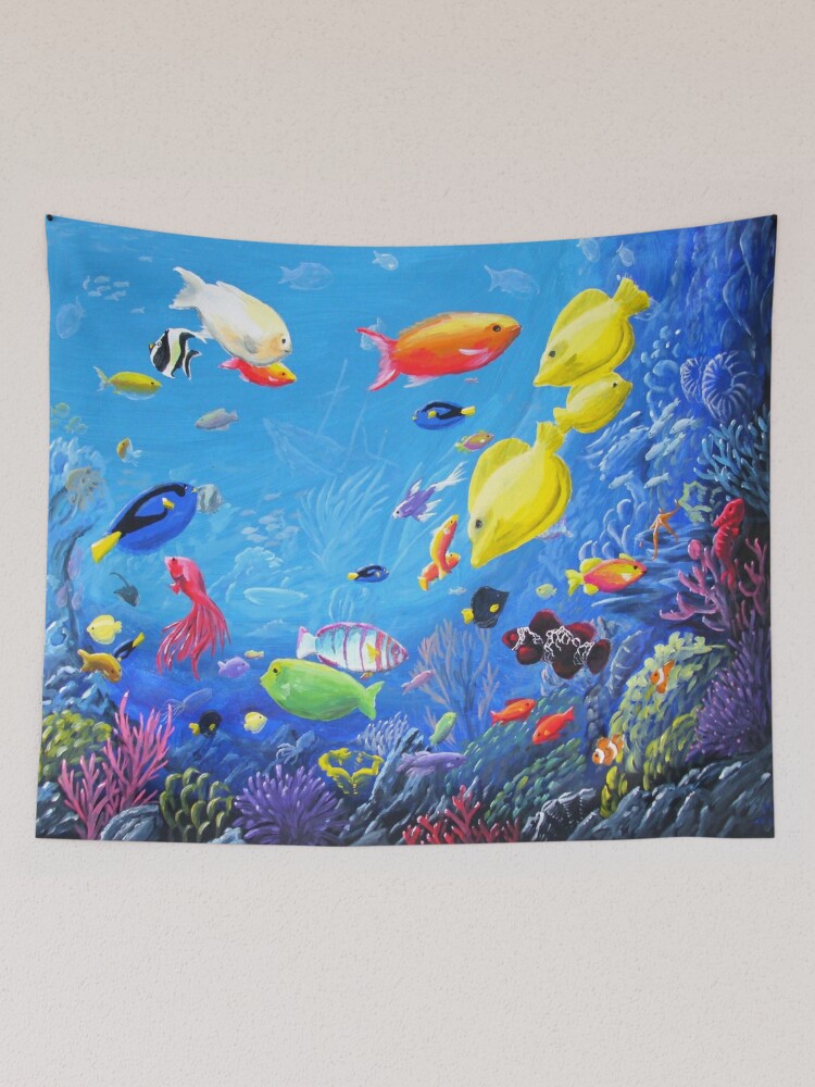 Tapestries Marine Shoal Of Fish Tapestry Wall Hanging Underwater