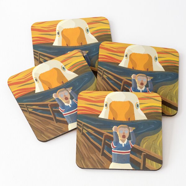 The Honk - Goose - The Scream Famous Painting Parody, Untitled, Meme ,Hjonk, Bonk, Canvas, Comic con Reusable Facemask, knife, Peace Was Never An Option Thematic Gift Coasters (Set of 4)