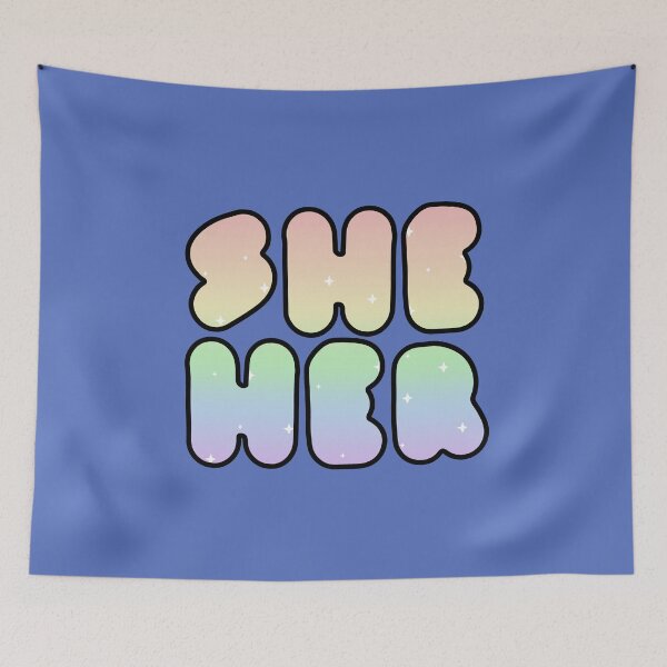Item preview, SHE/HER: Rainbow Starry Pronoun Design  designed and sold by SimplyPride.