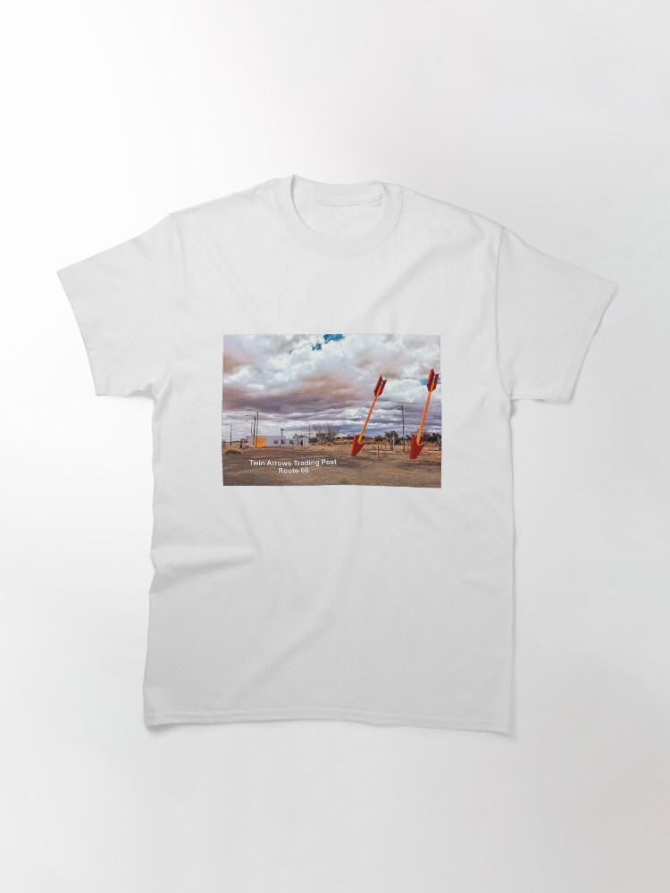 Thumbnail 2 of 7, Classic T-Shirt, Twin Arrows Trading Post - Arizona Roadside Attractions - Route 66 designed and sold by Warren Paul Harris.