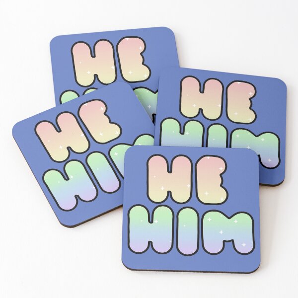 Item preview, HE/HIM: Rainbow Starry Pronoun Design  designed and sold by SimplyPride.