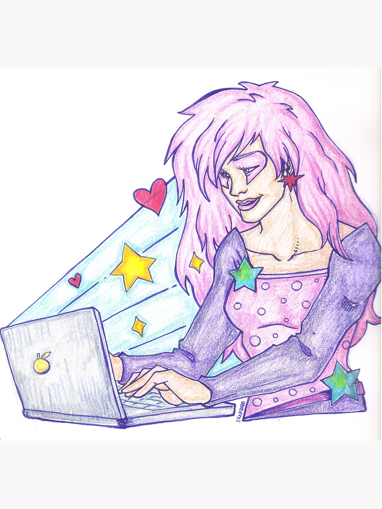 Thumbnail 3 of 3, Sticker, Jem Virtually Outrageous! JemCon 2020 Souvenir Art designed and sold by JemCon.