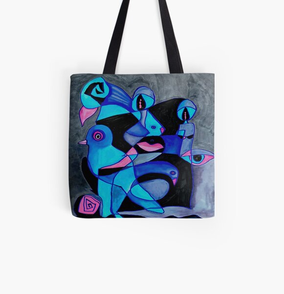 Blue Stream of Consciousoness All Over Print Tote Bag