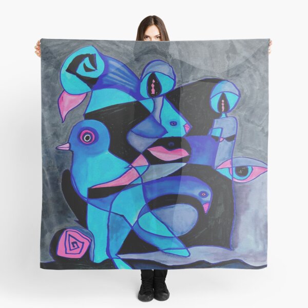Blue Stream of Consciousoness Scarf