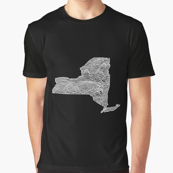 New York State Linear Abstract Art Graphic T-Shirt