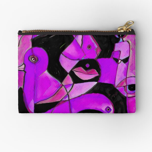 Pink Birds Socializing Zipper Pouch
