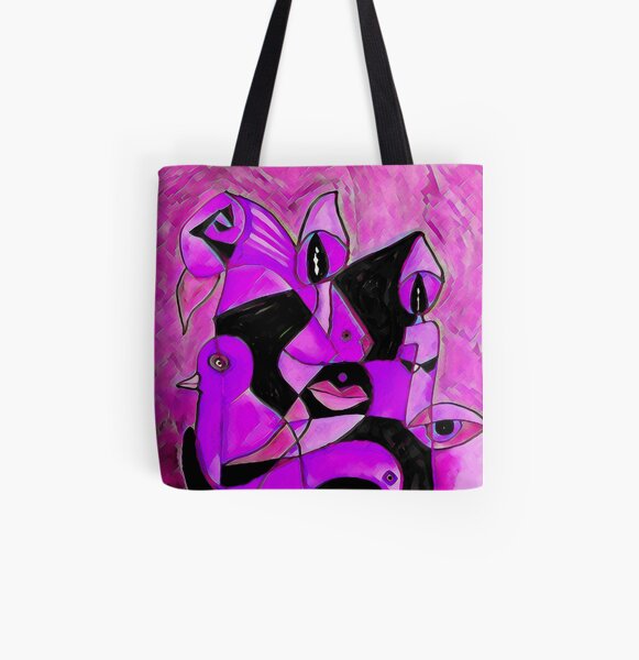 Pink Birds Socializing All Over Print Tote Bag