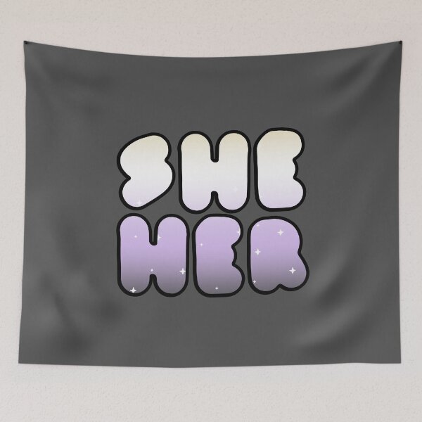 Item preview, SHE/HER: Non-binary Pride Starry Pronoun Design  designed and sold by SimplyPride.