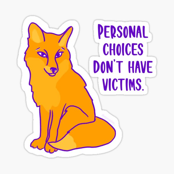 Vista previa del artículo con la obra «Las elecciones personales no tienen víctimas», diseñado y vendido por vegansfacts.