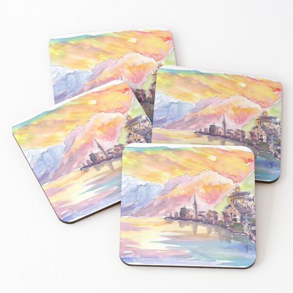 Item preview, Hallstatt Austria Golden Mountain Sunset and Lake designed and sold by artshop77.